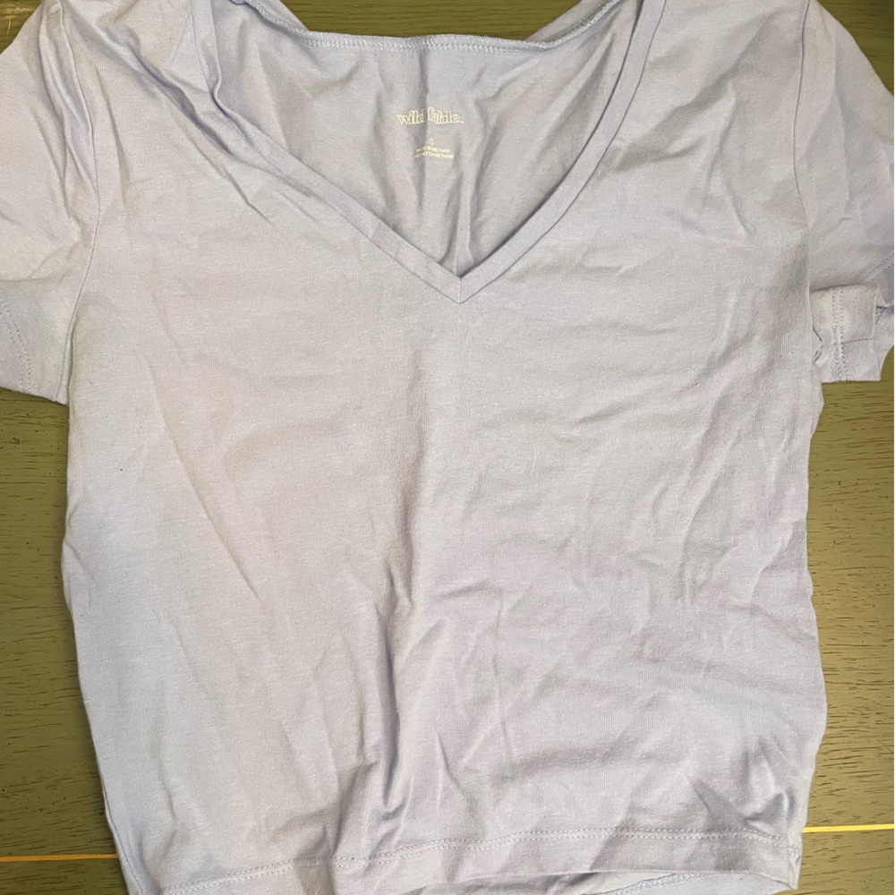 Blue midriff v neck top